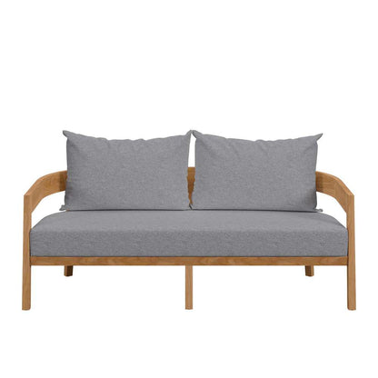 Modway - Brisbane Teak Wood Outdoor Patio Loveseat - EEI-5601-NAT-GRY veiw 5