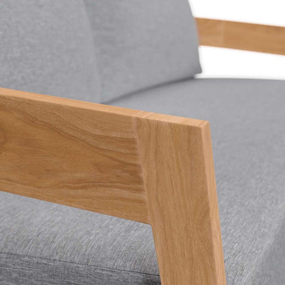 Modway - Brisbane Teak Wood Outdoor Patio Loveseat - EEI-5601-NAT-GRY veiw 6