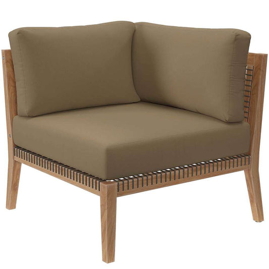Modway - Clearwater Outdoor Patio Teak Wood Corner Chair in Gray Light Brown - EEI-5855-GRY-LBR veiw 1