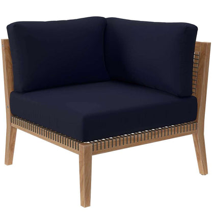 Modway - Clearwater Outdoor Patio Teak Wood Corner Chair in Gray Navy - EEI-5855-GRY-NAV veiw 1