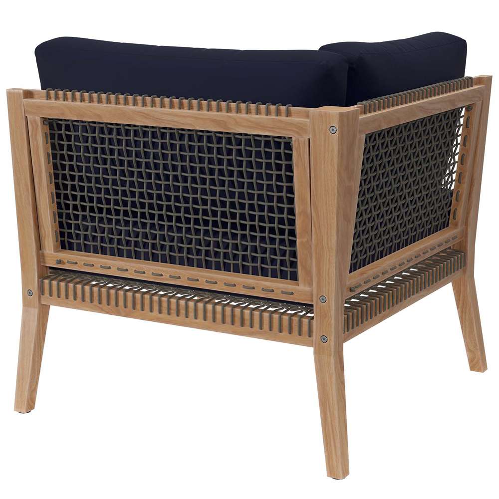 Modway - Clearwater Outdoor Patio Teak Wood Corner Chair in Gray Navy - EEI-5855-GRY-NAV veiw 3
