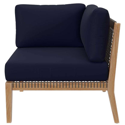 Modway - Clearwater Outdoor Patio Teak Wood Corner Chair in Gray Navy - EEI-5855-GRY-NAV veiw 4