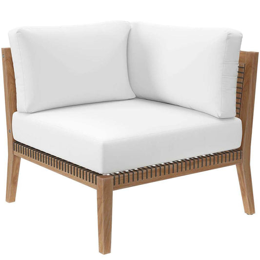 Modway - Clearwater Outdoor Patio Teak Wood Corner Chair in Gray White - EEI-5855-GRY-WHI veiw 1