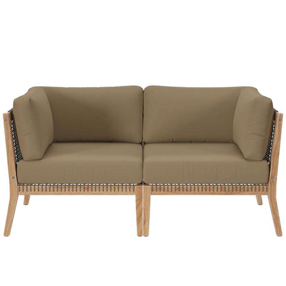 Modway - Clearwater Outdoor Patio Teak Wood Loveseat - EEI-6119-GRY-LBR veiw 1