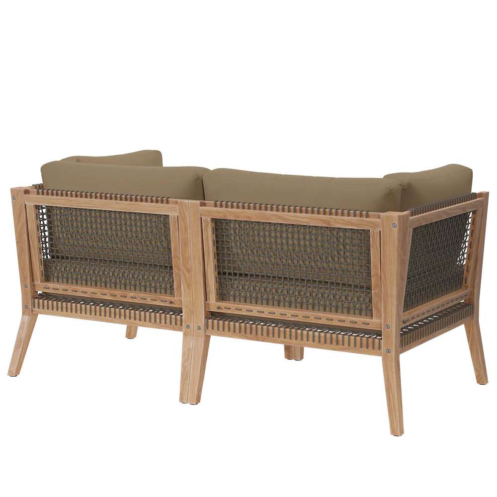 Modway - Clearwater Outdoor Patio Teak Wood Loveseat - EEI-6119-GRY-LBR veiw 3