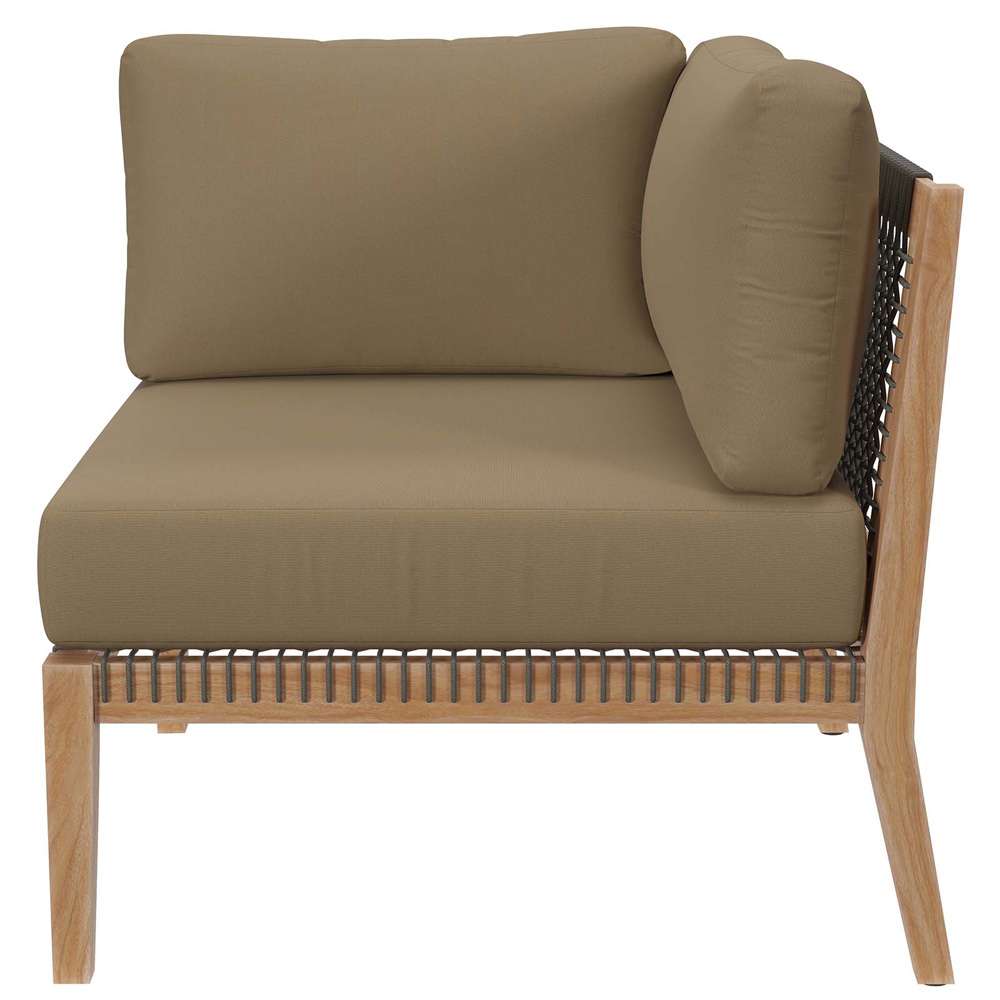 Modway - Clearwater Outdoor Patio Teak Wood Loveseat - EEI-6119-GRY-LBR veiw 5