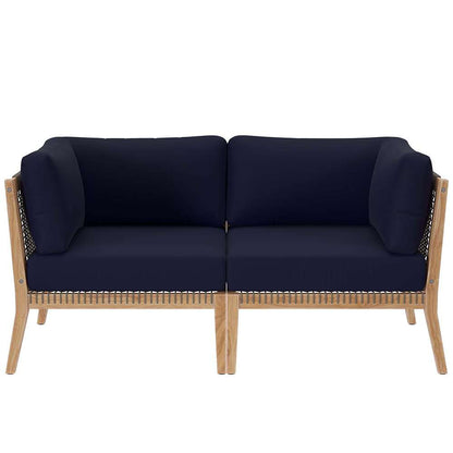 Modway - Clearwater Outdoor Patio Teak Wood Loveseat - EEI-6119-GRY-NAV veiw 1