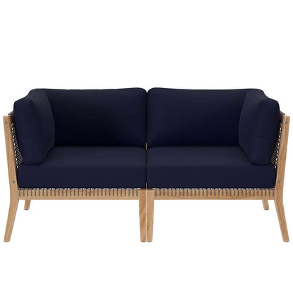 Modway - Clearwater Outdoor Patio Teak Wood Loveseat - EEI-6119-GRY-NAV veiw 2