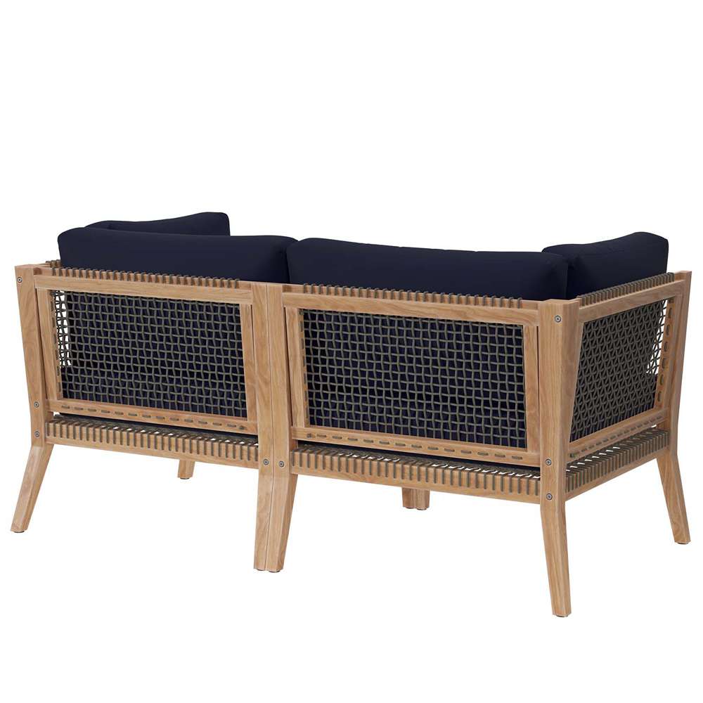 Modway - Clearwater Outdoor Patio Teak Wood Loveseat - EEI-6119-GRY-NAV veiw 3