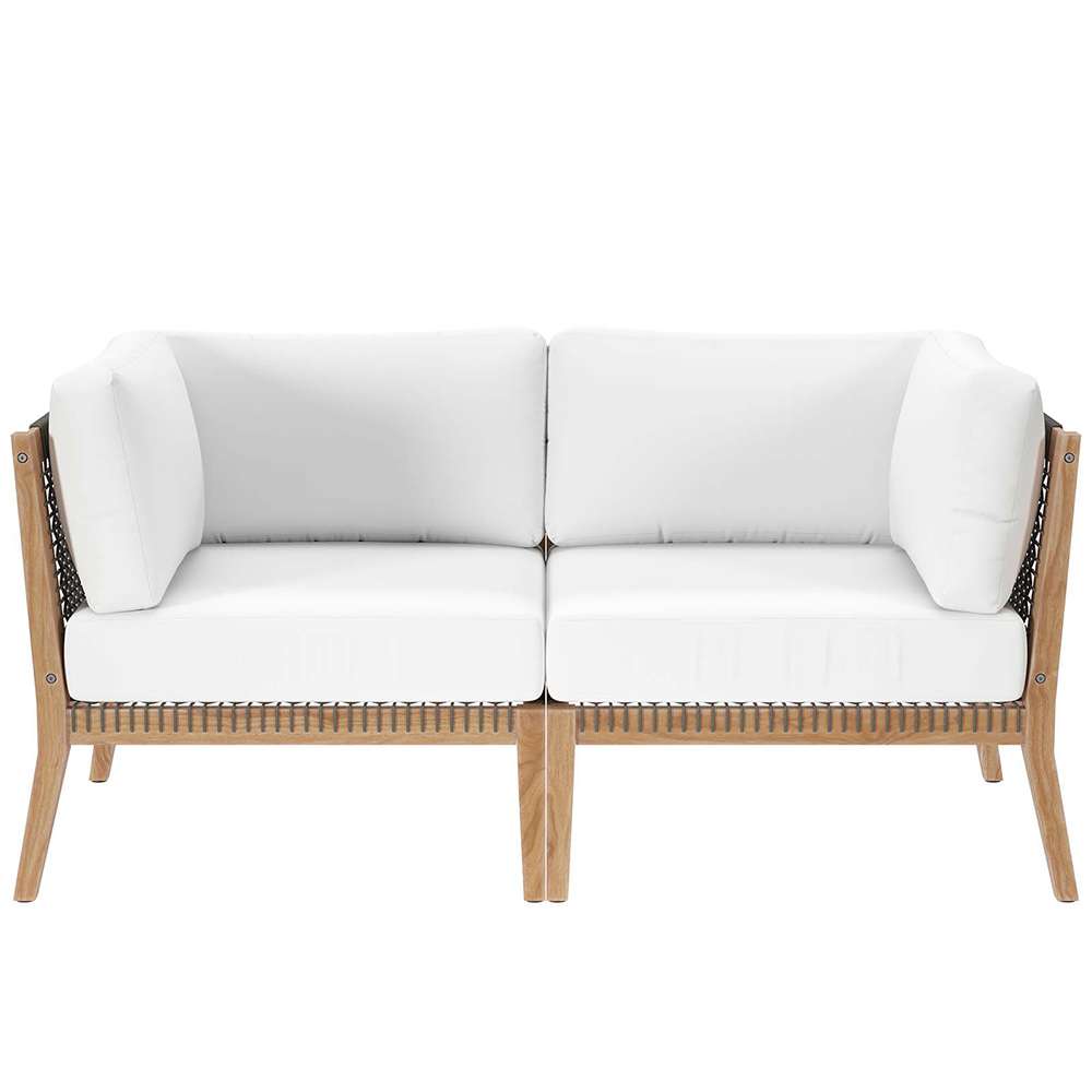 Modway - Clearwater Outdoor Patio Teak Wood Loveseat - EEI-6119-GRY-WHI veiw 1