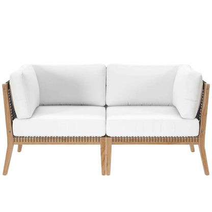 Modway - Clearwater Outdoor Patio Teak Wood Loveseat - EEI-6119-GRY-WHI veiw 1
