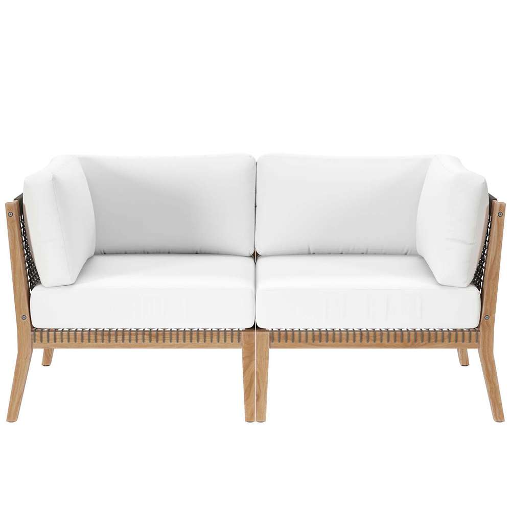 Modway - Clearwater Outdoor Patio Teak Wood Loveseat - EEI-6119-GRY-WHI veiw 2