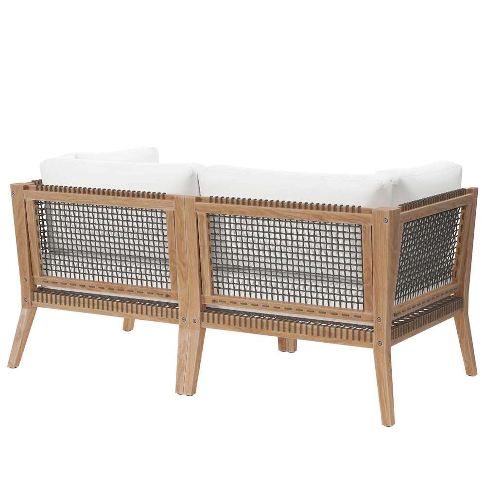 Modway - Clearwater Outdoor Patio Teak Wood Loveseat - EEI-6119-GRY-WHI veiw 3