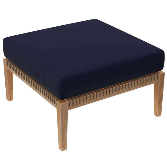 Modway - Clearwater Outdoor Patio Teak Wood Ottoman - EEI-5854-GRY-NAV veiw 2