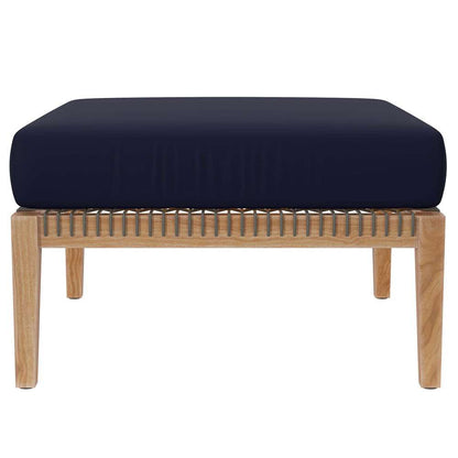 Modway - Clearwater Outdoor Patio Teak Wood Ottoman - EEI-5854-GRY-NAV veiw 3
