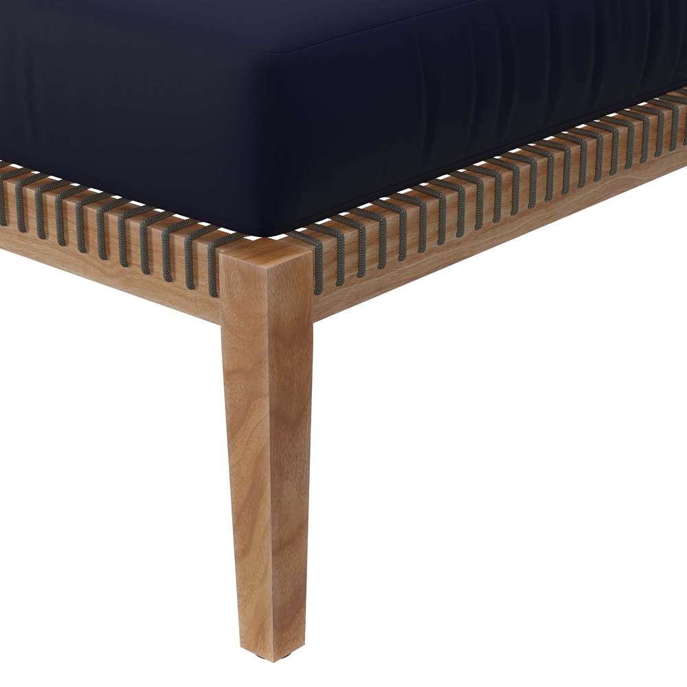 Modway - Clearwater Outdoor Patio Teak Wood Ottoman - EEI-5854-GRY-NAV veiw 5