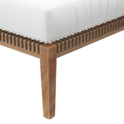Modway - Clearwater Outdoor Patio Teak Wood Ottoman - EEI-5854-GRY-WHI veiw 5