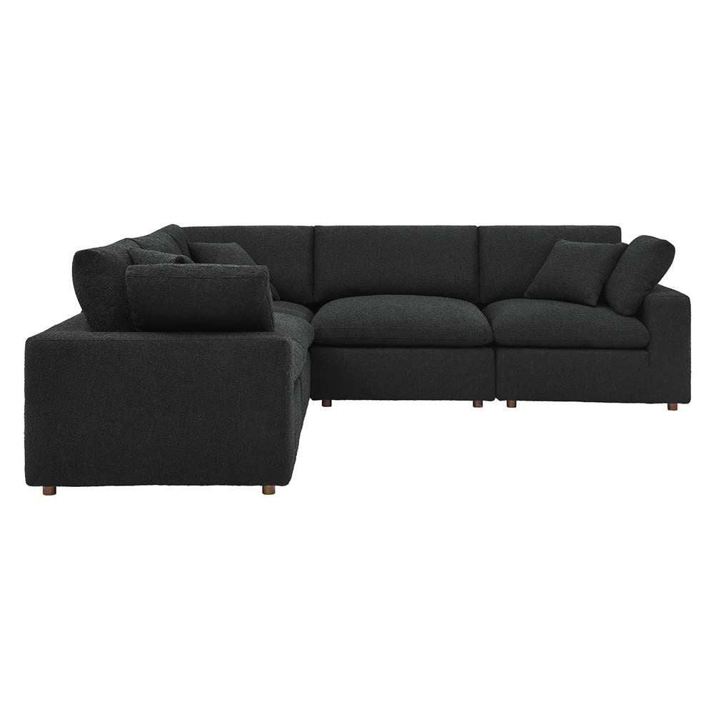 Modway - Commix Down Filled Overstuffed Boucle 5-Piece Sectional Sofa in Black - EEI-6368-BLK veiw 3