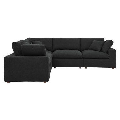 Modway - Commix Down Filled Overstuffed Boucle 5-Piece Sectional Sofa in Black - EEI-6368-BLK veiw 3