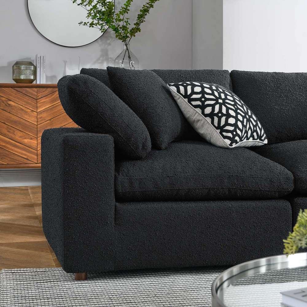 Modway - Commix Down Filled Overstuffed Boucle 5-Piece Sectional Sofa in Black - EEI-6368-BLK veiw 4