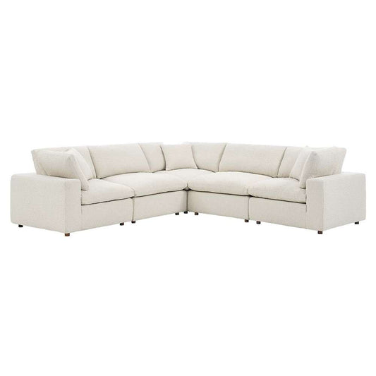 Modway - Commix Down Filled Overstuffed Boucle 5-Piece Sectional Sofa in Ivory - EEI-6368-IVO veiw 1