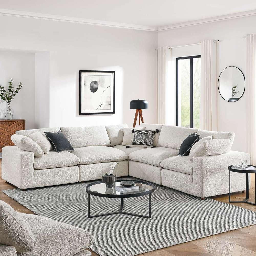 Modway - Commix Down Filled Overstuffed Boucle 5-Piece Sectional Sofa in Ivory - EEI-6368-IVO veiw 5