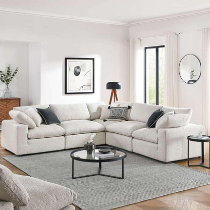 Modway - Commix Down Filled Overstuffed Boucle 5-Piece Sectional Sofa in Ivory - EEI-6368-IVO veiw 5
