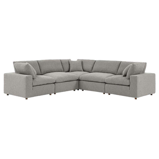 Modway - Commix Down Filled Overstuffed Boucle 5-Piece Sectional Sofa in Light Gray - EEI-6368-LGR veiw 1