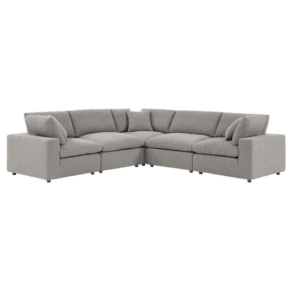 Modway - Commix Down Filled Overstuffed Boucle 5-Piece Sectional Sofa in Light Gray - EEI-6368-LGR veiw 2