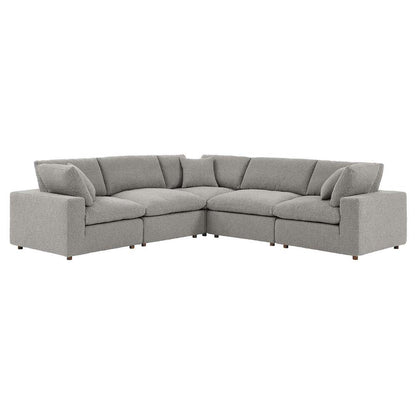 Modway - Commix Down Filled Overstuffed Boucle 5-Piece Sectional Sofa in Light Gray - EEI-6368-LGR veiw 2