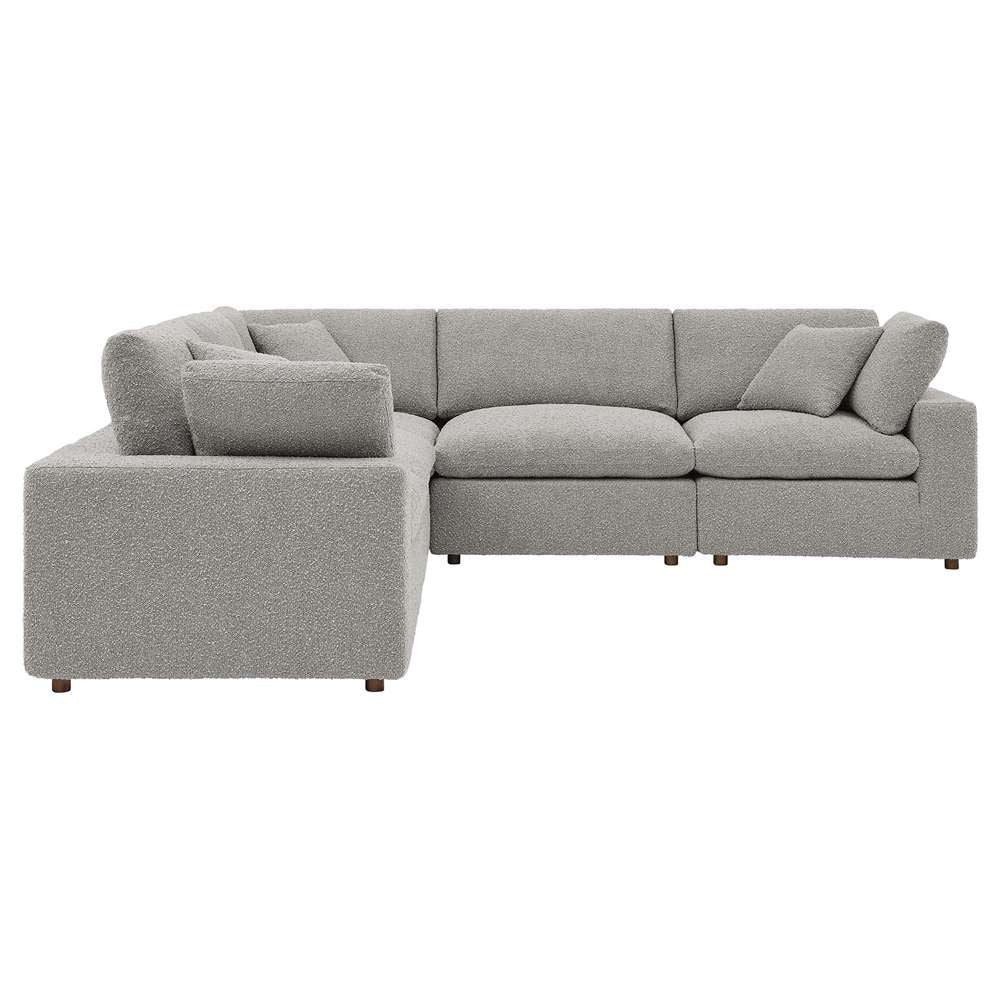 Modway - Commix Down Filled Overstuffed Boucle 5-Piece Sectional Sofa in Light Gray - EEI-6368-LGR veiw 3