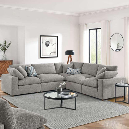Modway - Commix Down Filled Overstuffed Boucle 5-Piece Sectional Sofa in Light Gray - EEI-6368-LGR veiw 5