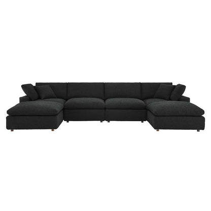 Modway - Commix Down Filled Overstuffed Boucle 6-Piece Sectional Sofa in Black - EEI-6366-BLK veiw 1