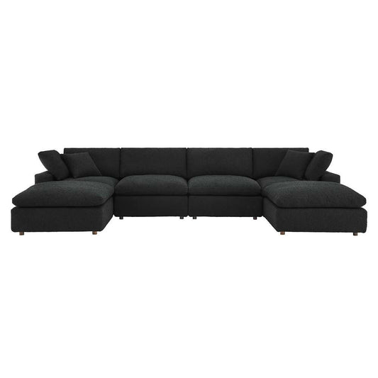 Modway - Commix Down Filled Overstuffed Boucle 6-Piece Sectional Sofa in Black - EEI-6366-BLK veiw 2