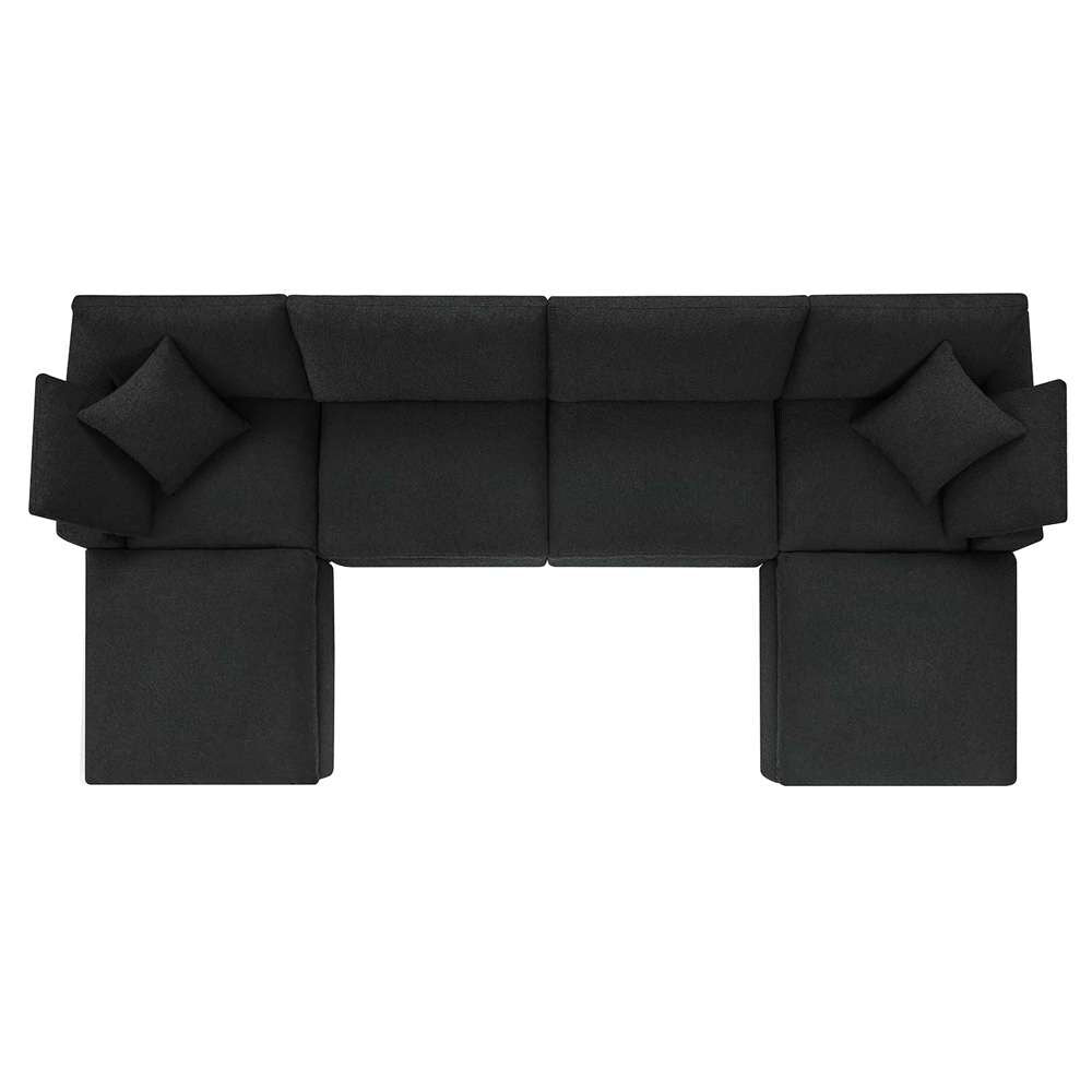 Modway - Commix Down Filled Overstuffed Boucle 6-Piece Sectional Sofa in Black - EEI-6366-BLK veiw 3