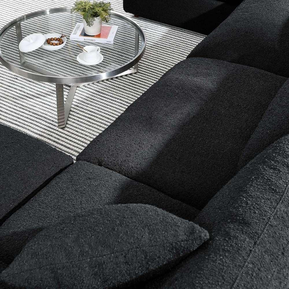 Modway - Commix Down Filled Overstuffed Boucle 6-Piece Sectional Sofa in Black - EEI-6366-BLK veiw 4