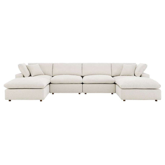 Modway - Commix Down Filled Overstuffed Boucle 6-Piece Sectional Sofa in Ivory - EEI-6366-IVO veiw 1