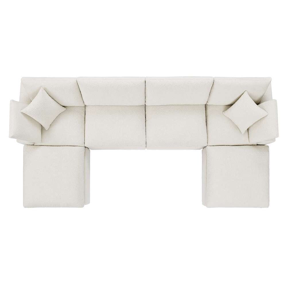 Modway - Commix Down Filled Overstuffed Boucle 6-Piece Sectional Sofa in Ivory - EEI-6366-IVO veiw 3