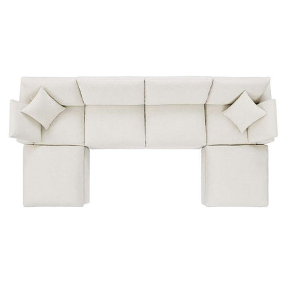 Modway - Commix Down Filled Overstuffed Boucle 6-Piece Sectional Sofa in Ivory - EEI-6366-IVO veiw 3