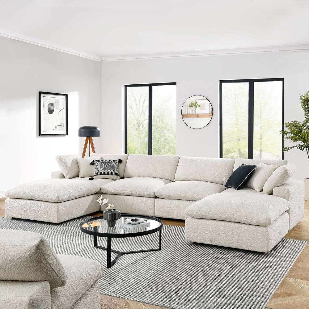 Modway - Commix Down Filled Overstuffed Boucle 6-Piece Sectional Sofa in Ivory - EEI-6366-IVO veiw 5
