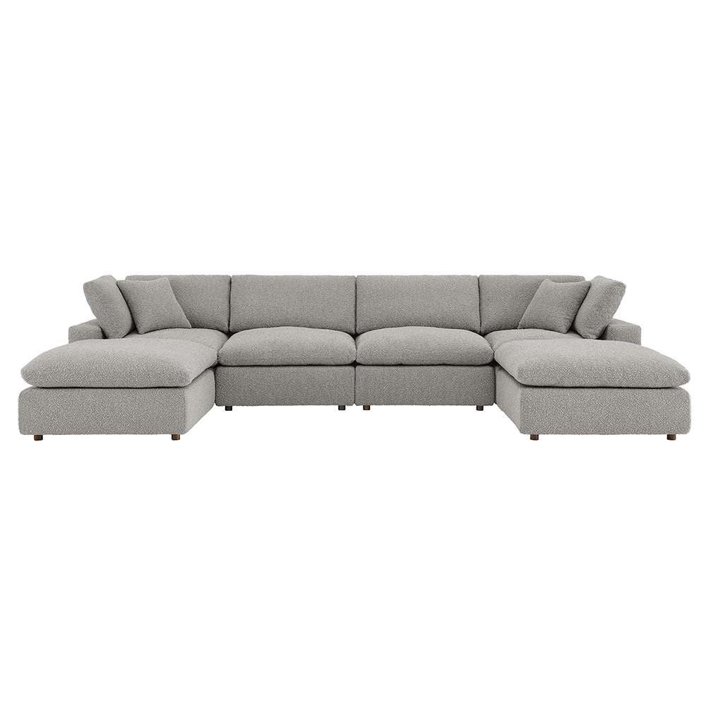 Modway - Commix Down Filled Overstuffed Boucle 6-Piece Sectional Sofa in Light Gray - EEI-6366-LGR veiw 1