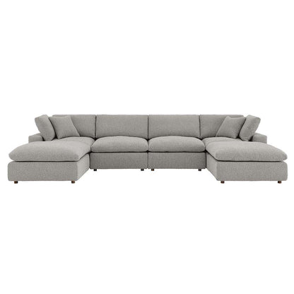 Modway - Commix Down Filled Overstuffed Boucle 6-Piece Sectional Sofa in Light Gray - EEI-6366-LGR veiw 1