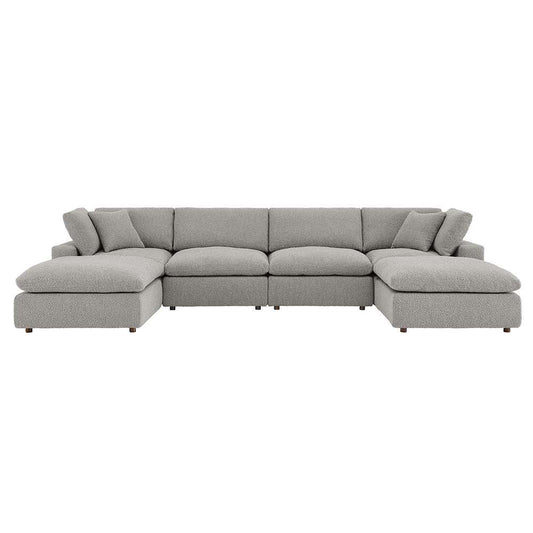 Modway - Commix Down Filled Overstuffed Boucle 6-Piece Sectional Sofa in Light Gray - EEI-6366-LGR veiw 1