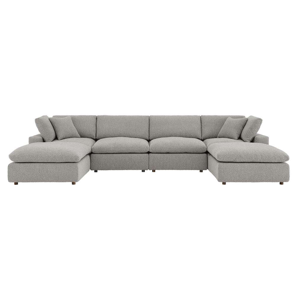 Modway - Commix Down Filled Overstuffed Boucle 6-Piece Sectional Sofa in Light Gray - EEI-6366-LGR veiw 2