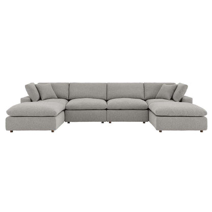 Modway - Commix Down Filled Overstuffed Boucle 6-Piece Sectional Sofa in Light Gray - EEI-6366-LGR veiw 2