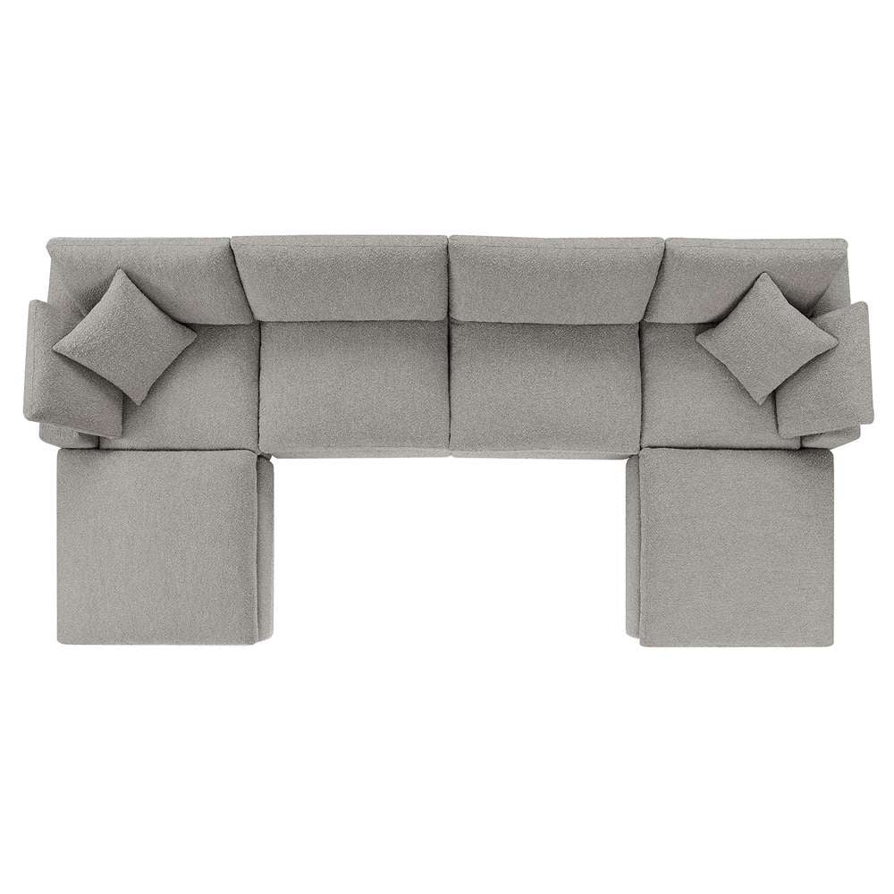 Modway - Commix Down Filled Overstuffed Boucle 6-Piece Sectional Sofa in Light Gray - EEI-6366-LGR veiw 3