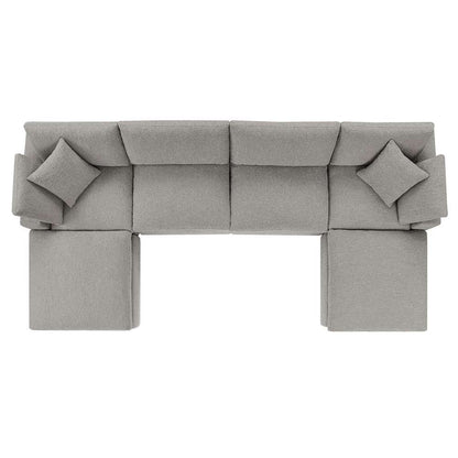 Modway - Commix Down Filled Overstuffed Boucle 6-Piece Sectional Sofa in Light Gray - EEI-6366-LGR veiw 3