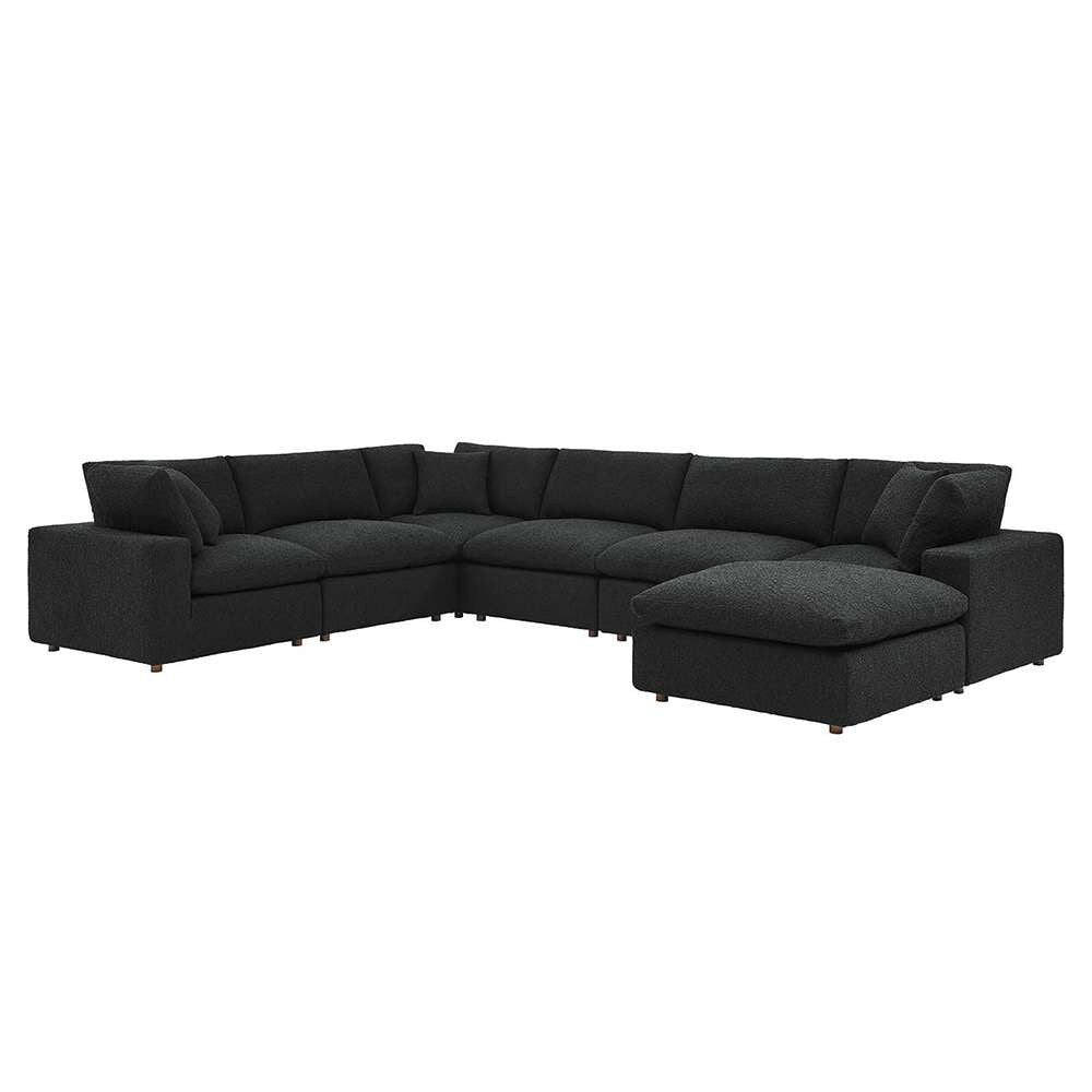 Modway - Commix Down Filled Overstuffed Boucle 7-Piece Sectional Sofa in Black - EEI-6370-BLK veiw 1