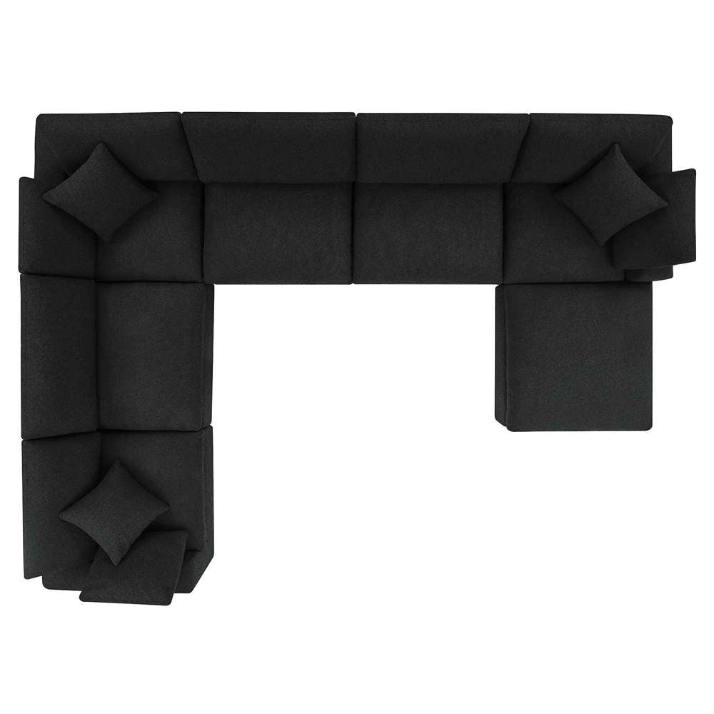 Modway - Commix Down Filled Overstuffed Boucle 7-Piece Sectional Sofa in Black - EEI-6370-BLK veiw 3