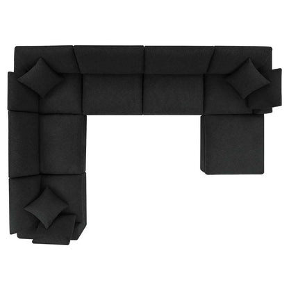 Modway - Commix Down Filled Overstuffed Boucle 7-Piece Sectional Sofa in Black - EEI-6370-BLK veiw 3